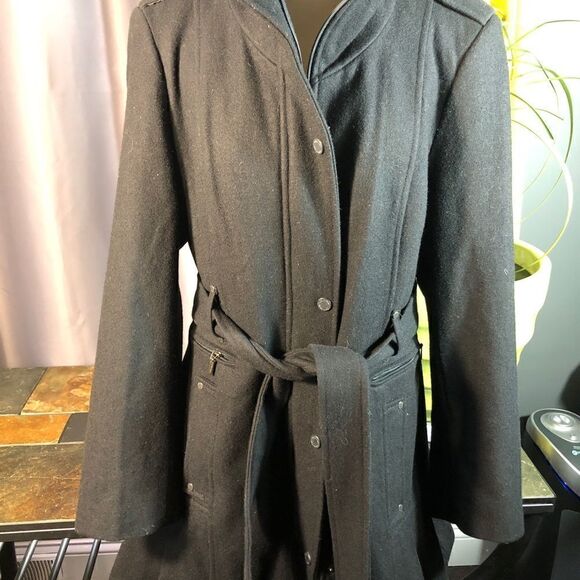 Calvin Klein mid length coat black size Medium - Picture 2 of 8